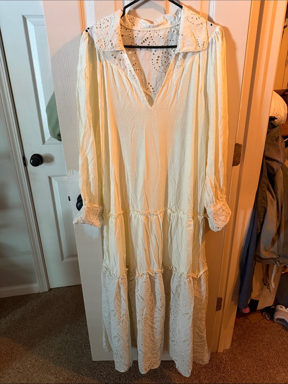 Light Cream Eyelet Maxi Dress